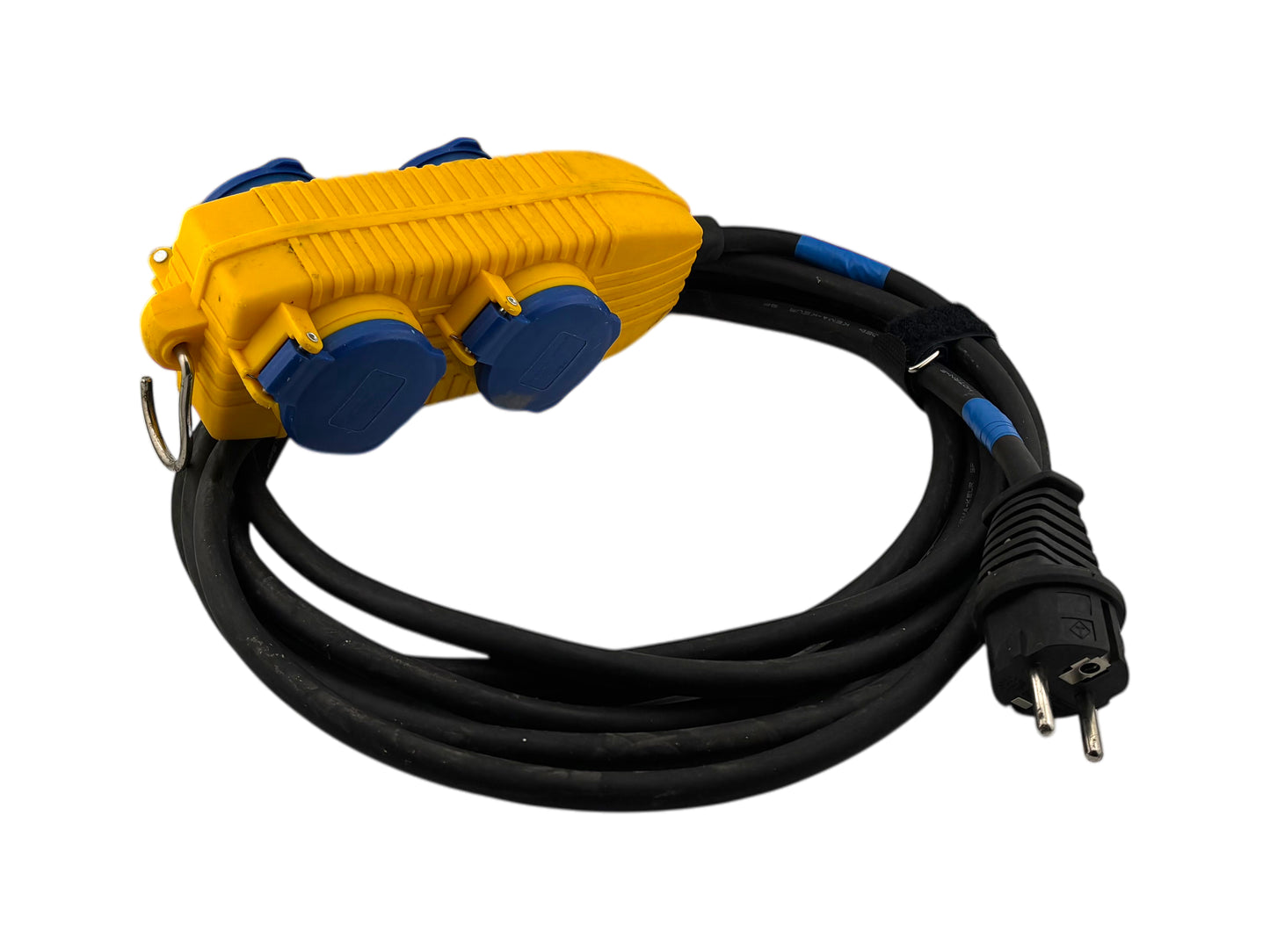 4-fach Stromverteiler mit 5 m Kabel – robuster Steckdosenverteiler für den Outdoor-Bereich, ideal für Veranstaltungen, Catering & Lichttechnik.