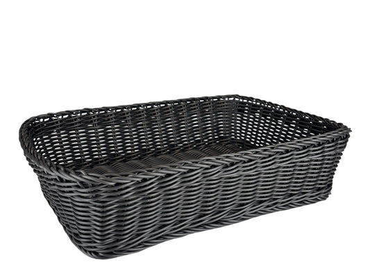 Schwarzer Brotkorb 30 × 40 cm für Buffets und Catering im Verleih von Eventverleih SH
