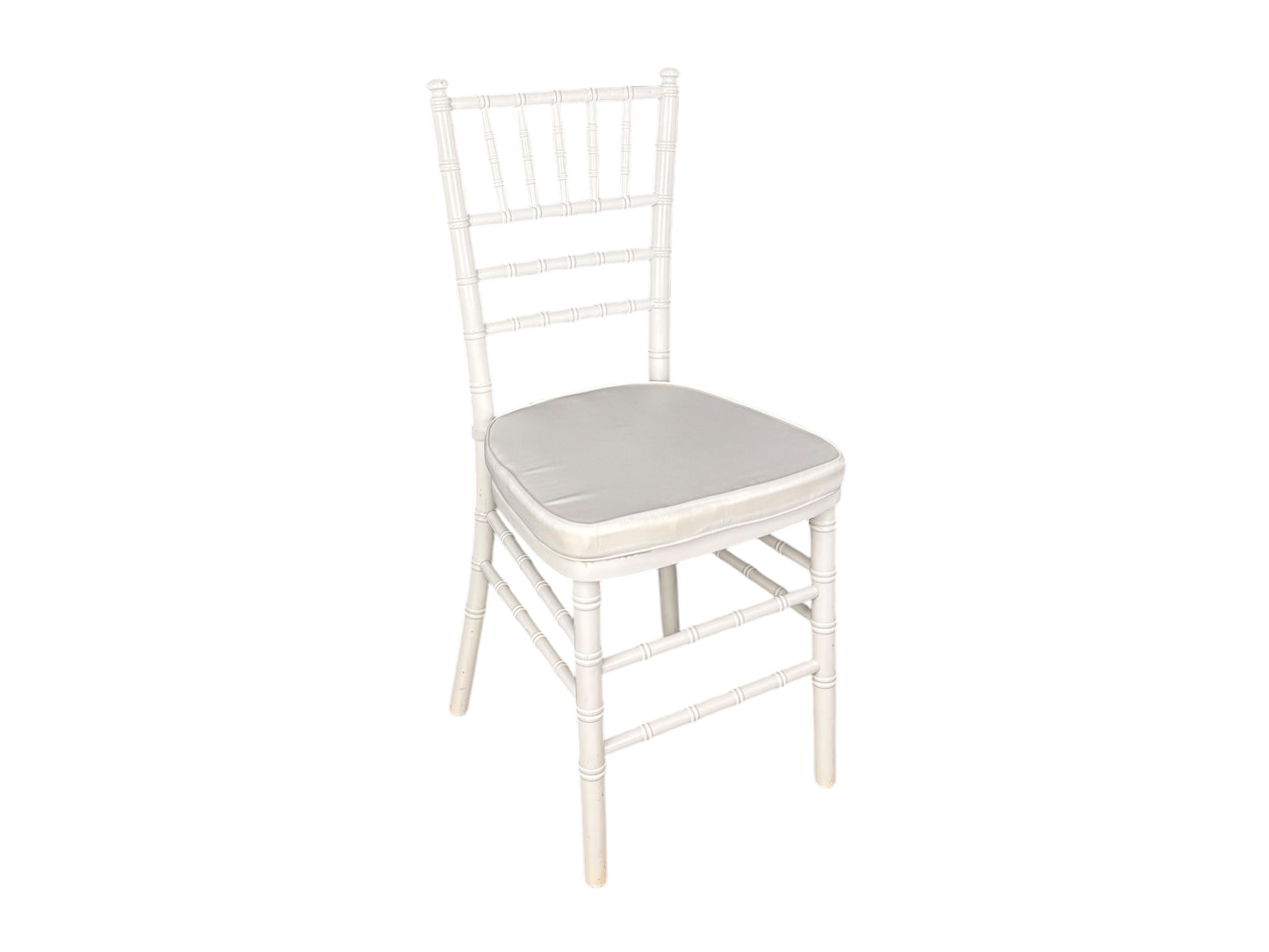 Chiavari Tiffany Hochzeitsstühle in Weiß mit Stoff-Sitzkissen mieten – stilvoll & komfortabel für elegante Hochzeiten & Events.