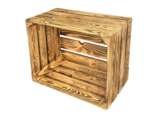Dekokiste Vintage aus geflammtem Holz – vielseitig einsetzbar für Hochzeit & Event