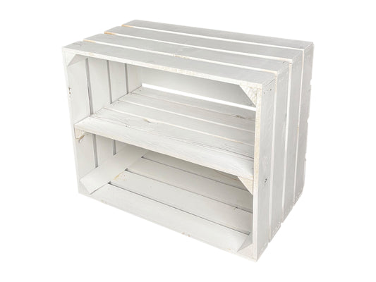 Weiße Dekokiste mit Regalbrett – elegantes Deko-Element für Hochzeiten & Events