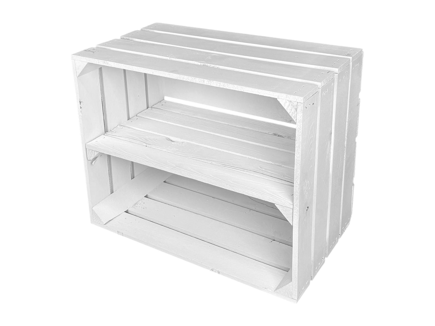 Weiße Dekokiste mit Regalbrett – elegantes Deko-Element für Hochzeiten & Events