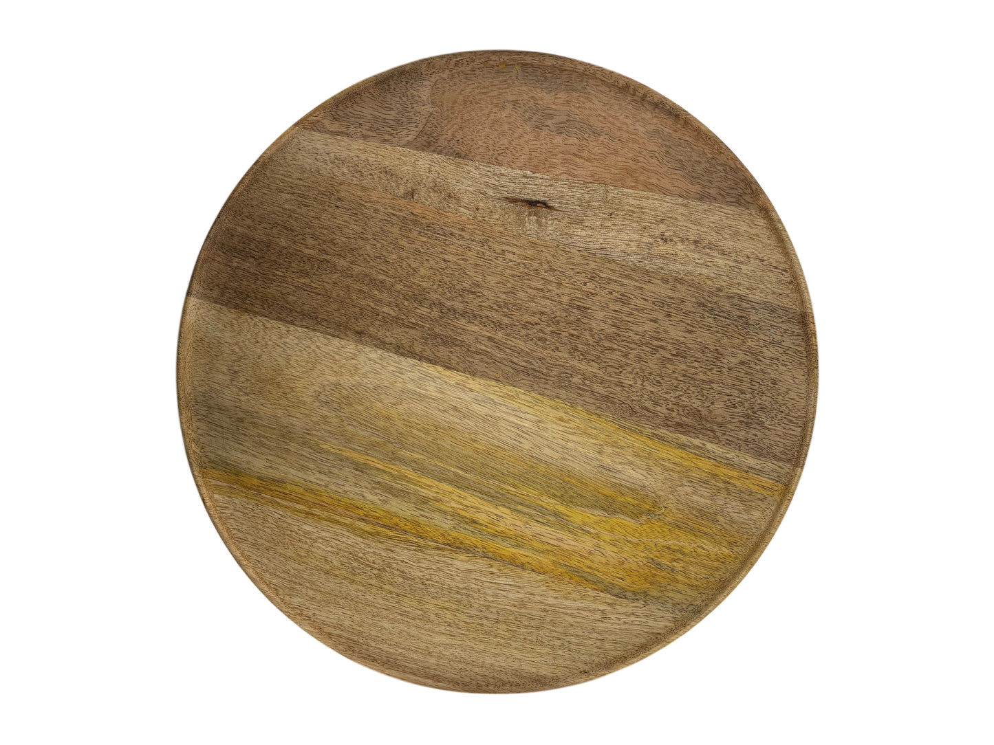 Runder Holz-Platzteller aus Mangoholz mit 37 cm Durchmesser – ideal für Boho-Hochzeiten und Events in Schleswig-Holstein.