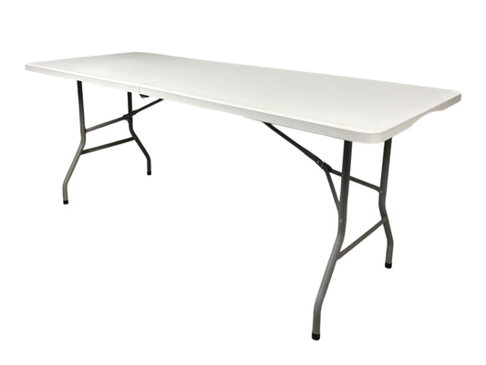 Klapptisch 180 x 76 cm mit Kunststoffplatte und klappbarem Gestell zur Miete für Events, Seminare und Feiern