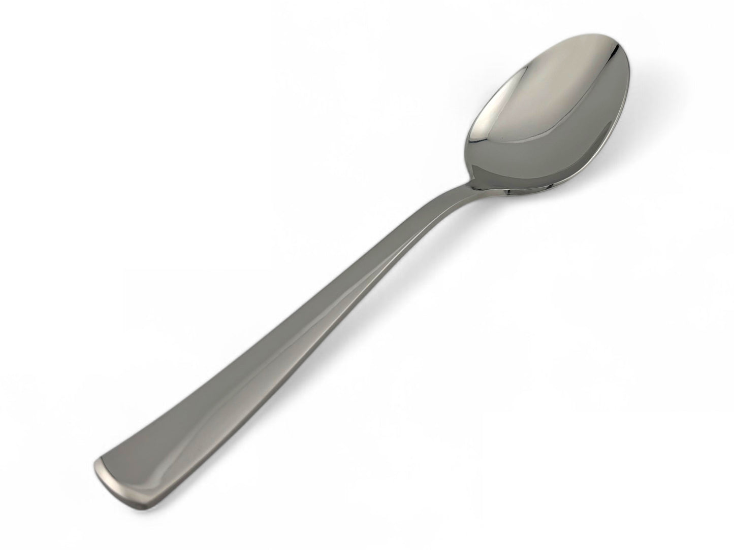 Hochglanzpolierter Menülöffel aus Edelstahl, elegantes Design, ideal für Events.
