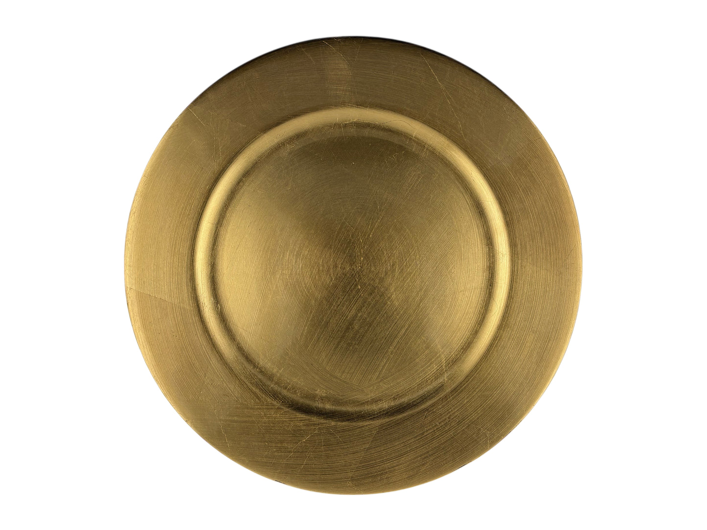 Goldener Platzteller mit 33 cm Durchmesser zur Miete – elegante Tischdekoration für Hochzeiten, Weihnachtsfeiern und festliche Events vom Eventverleih Schleswig-Holstein.