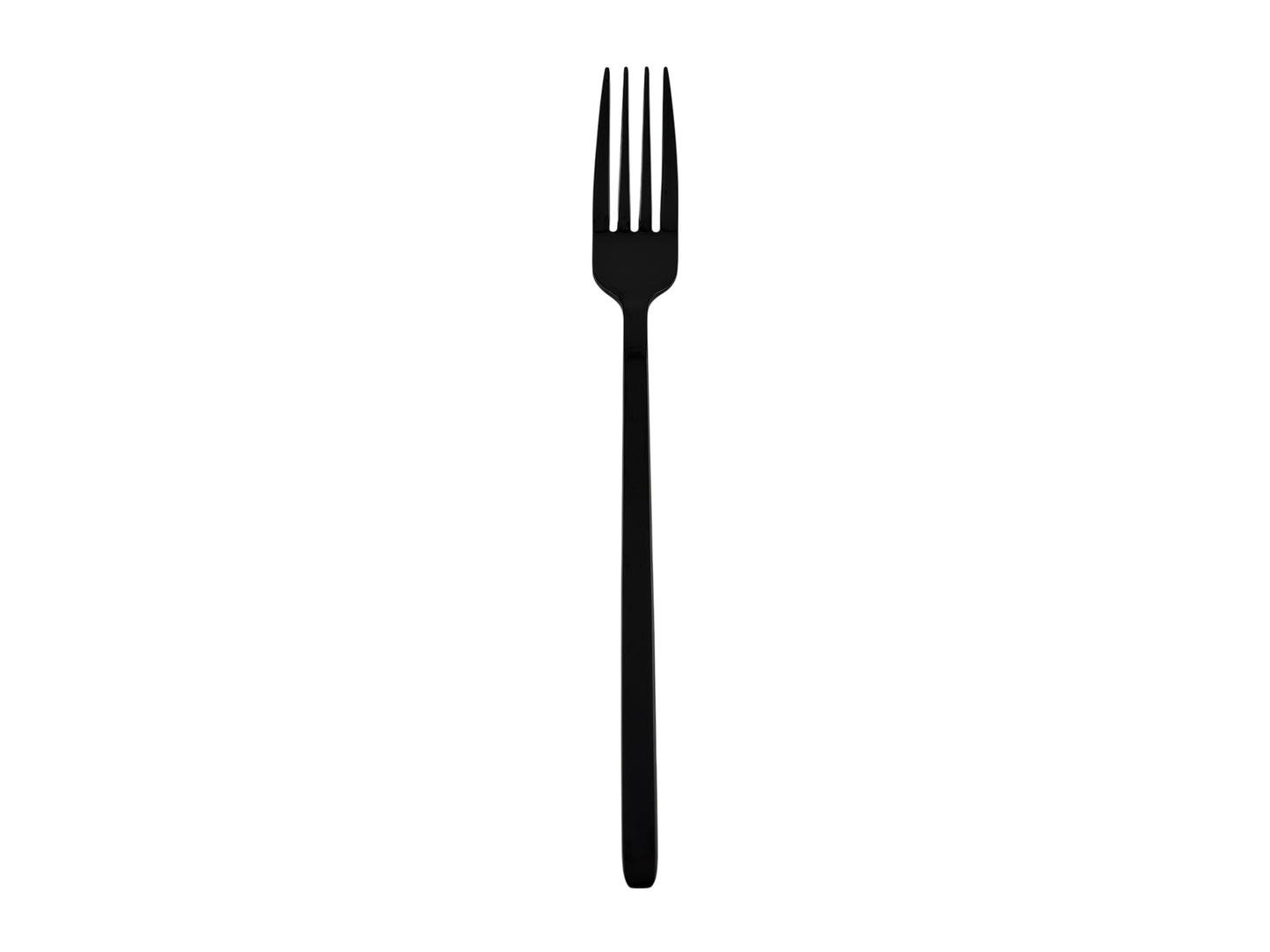 Schwarze Menügabel aus Edelstahl – mieten für Hochzeiten, Galas & elegante Events.