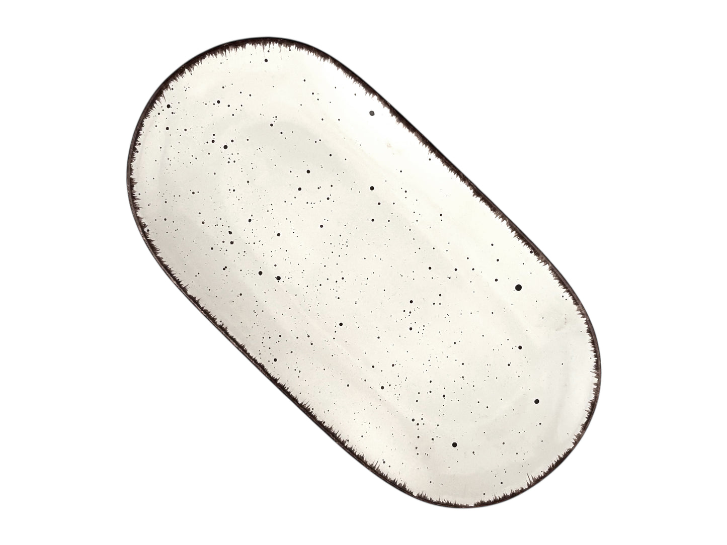 Servierplatte Vintage Weiß – 38 x 18 cm, handbemalt, rechteckig, ideal für gehobene Events und Hochzeiten