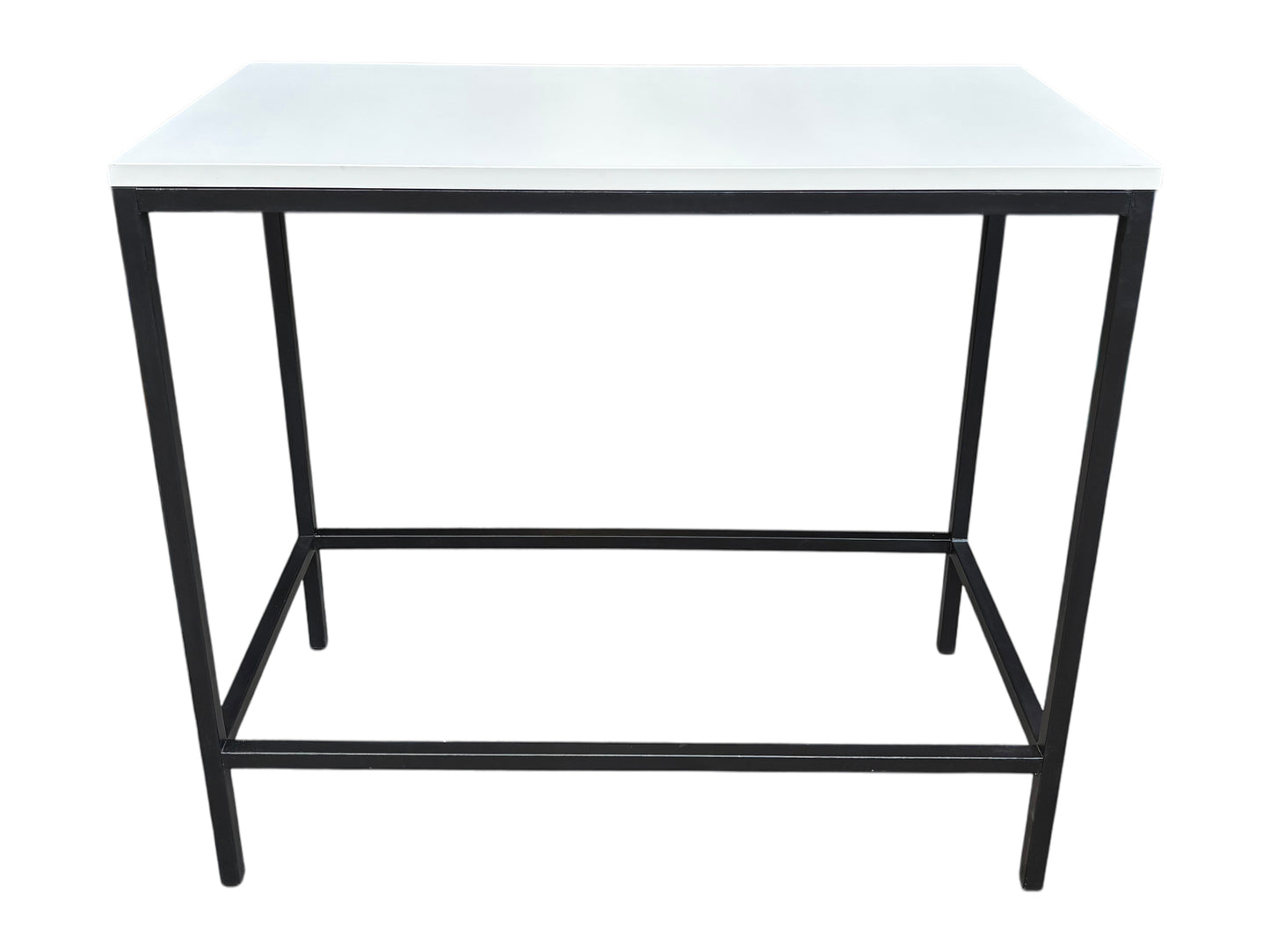 Moderner Stehtisch „Kiel“ groß – elegante weiße Tischplatte, schwarzes Stahlgestell, ideal für Events & Messen