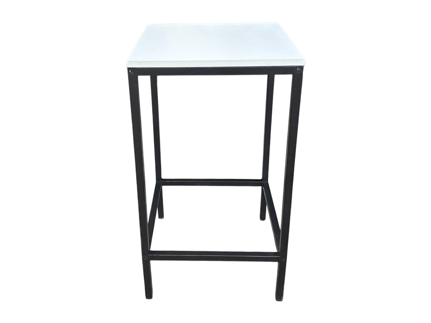 Moderner Stehtisch „Kiel“ klein – elegantes Design, weiße Tischplatte, schwarzes Stahlgestell, ideal für Events