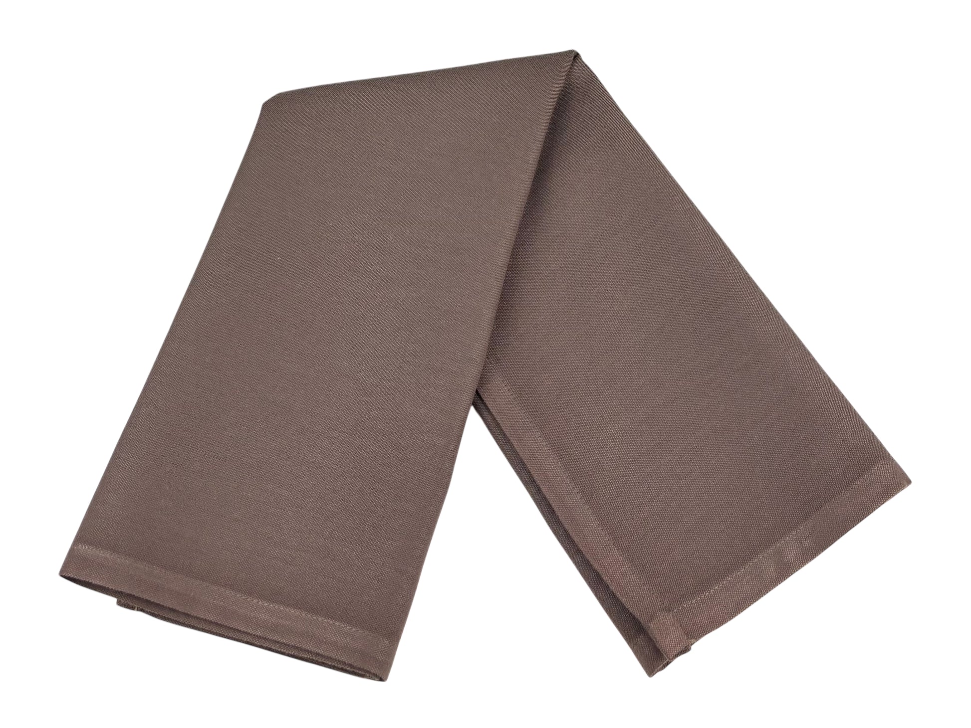 Stoffserviette Braun 50x50 cm, stilvoll gefaltet – mieten für rustikale Hochzeiten, Herbstfeste & Events.