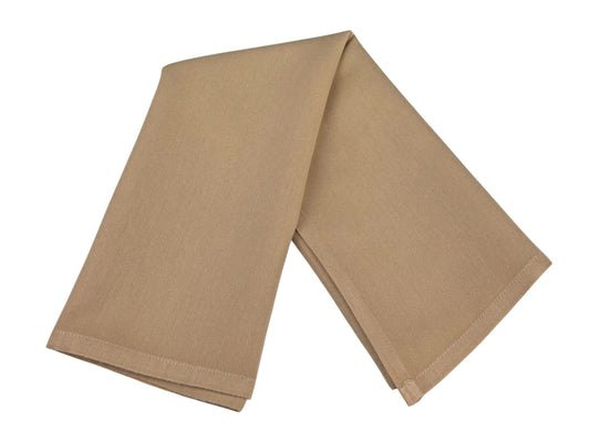 Stoffserviette Hellbraun 50x50 cm, stilvoll gefaltet – mieten für Hochzeiten, Herbstfeste & Events.