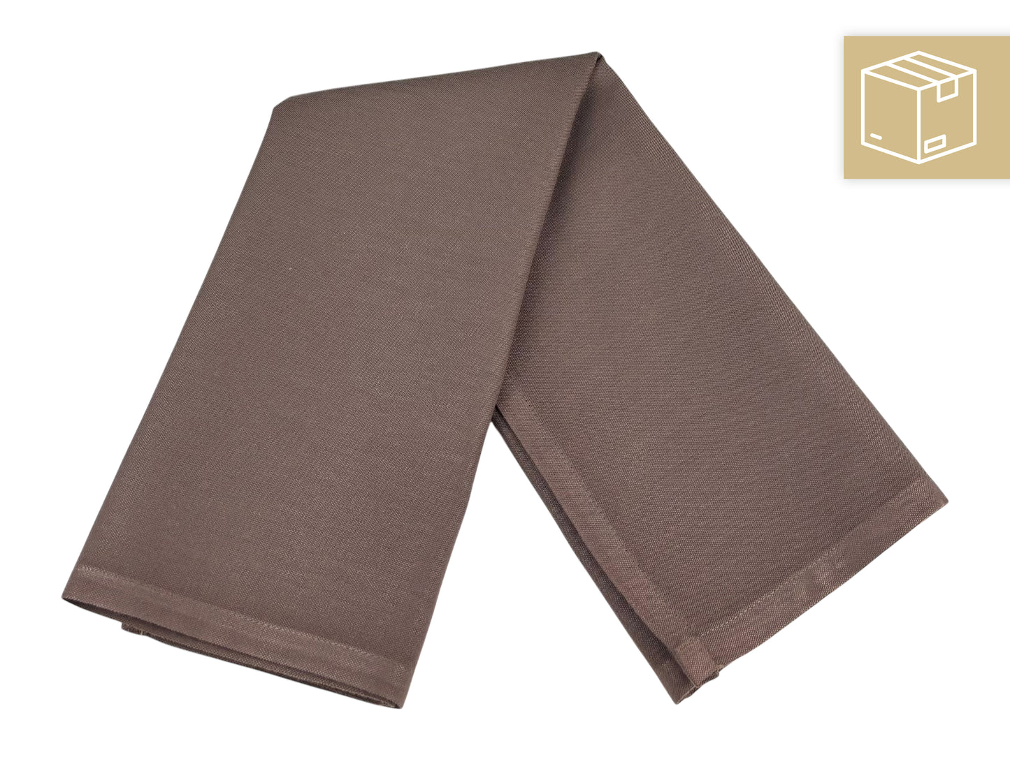 Stoffserviette Braun 50x50 cm, stilvoll gefaltet – mieten für rustikale Hochzeiten, Herbstfeste & Events mit deutschlandweitem Versand.