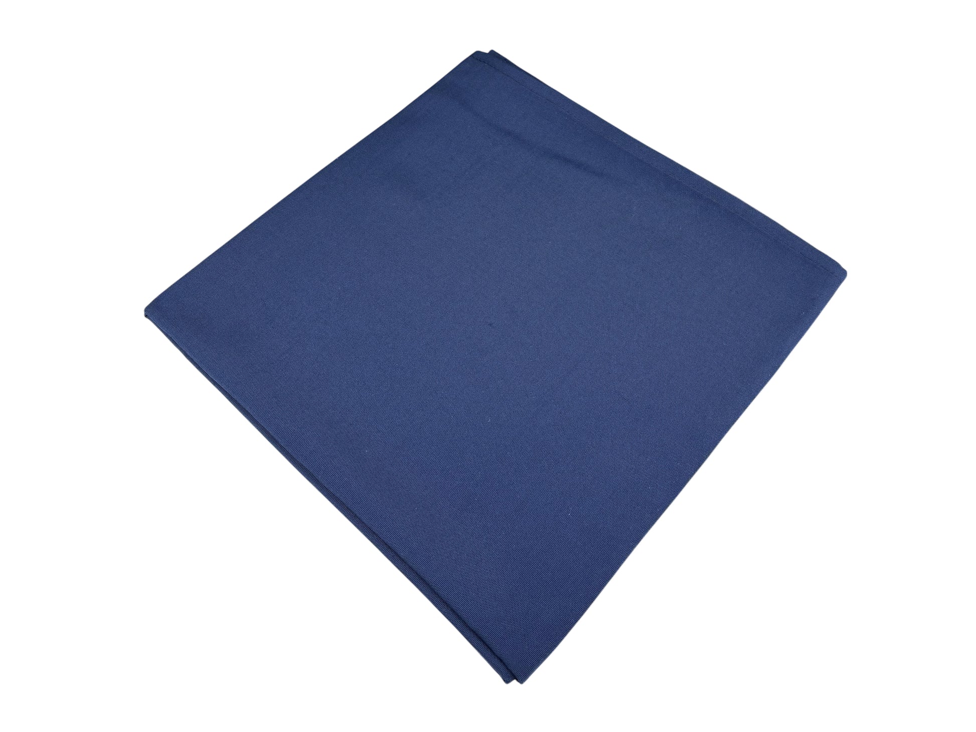 Tischdecke Marineblau 130x130 cm auf quadratischem Tisch – mieten für Hochzeiten, Gala & maritime Events.