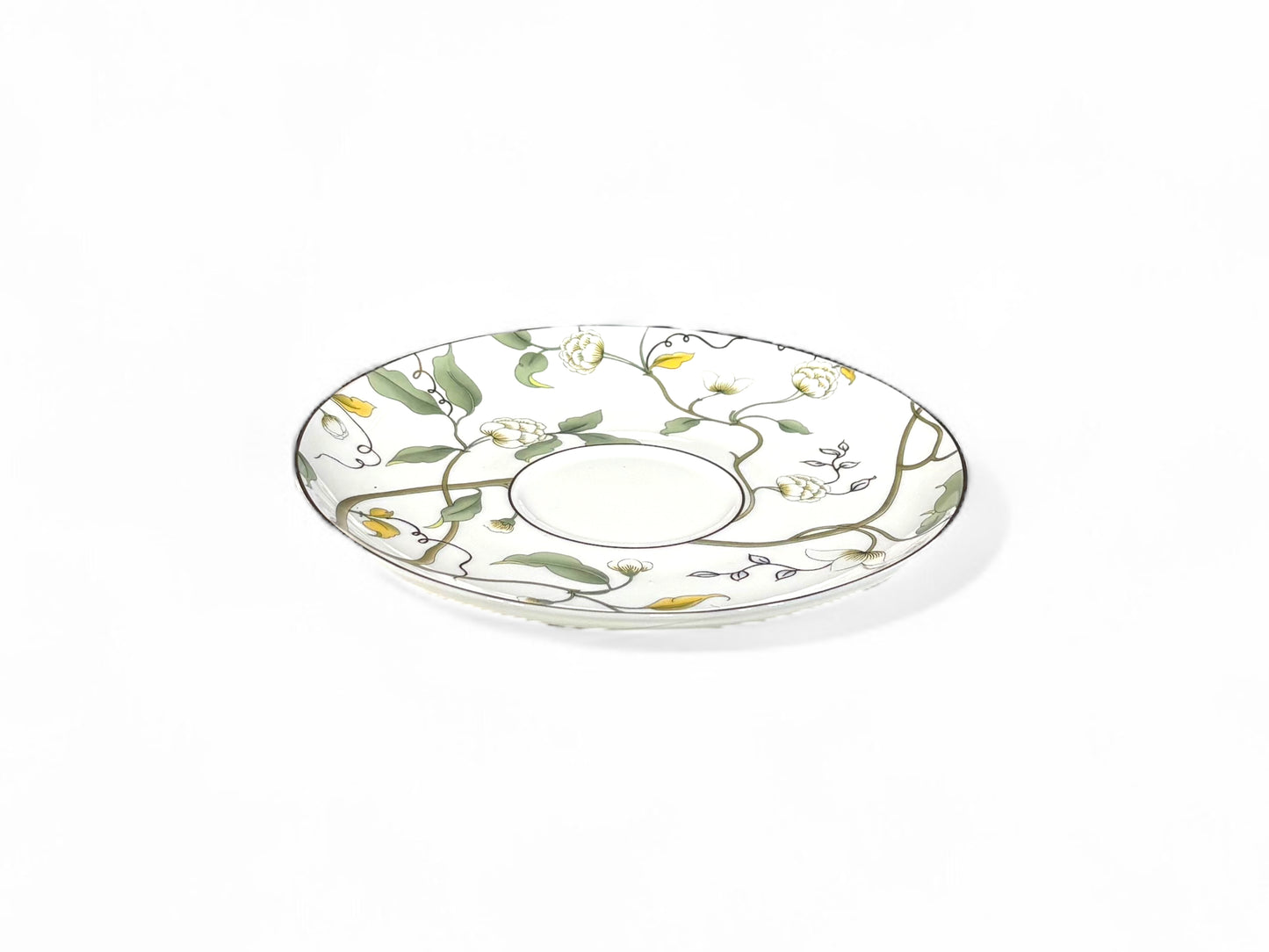 Untertasse Firenze von Pfeil+Putzler mit Blumenverzierung und Goldrand, ideal als Hochzeitsgeschirr