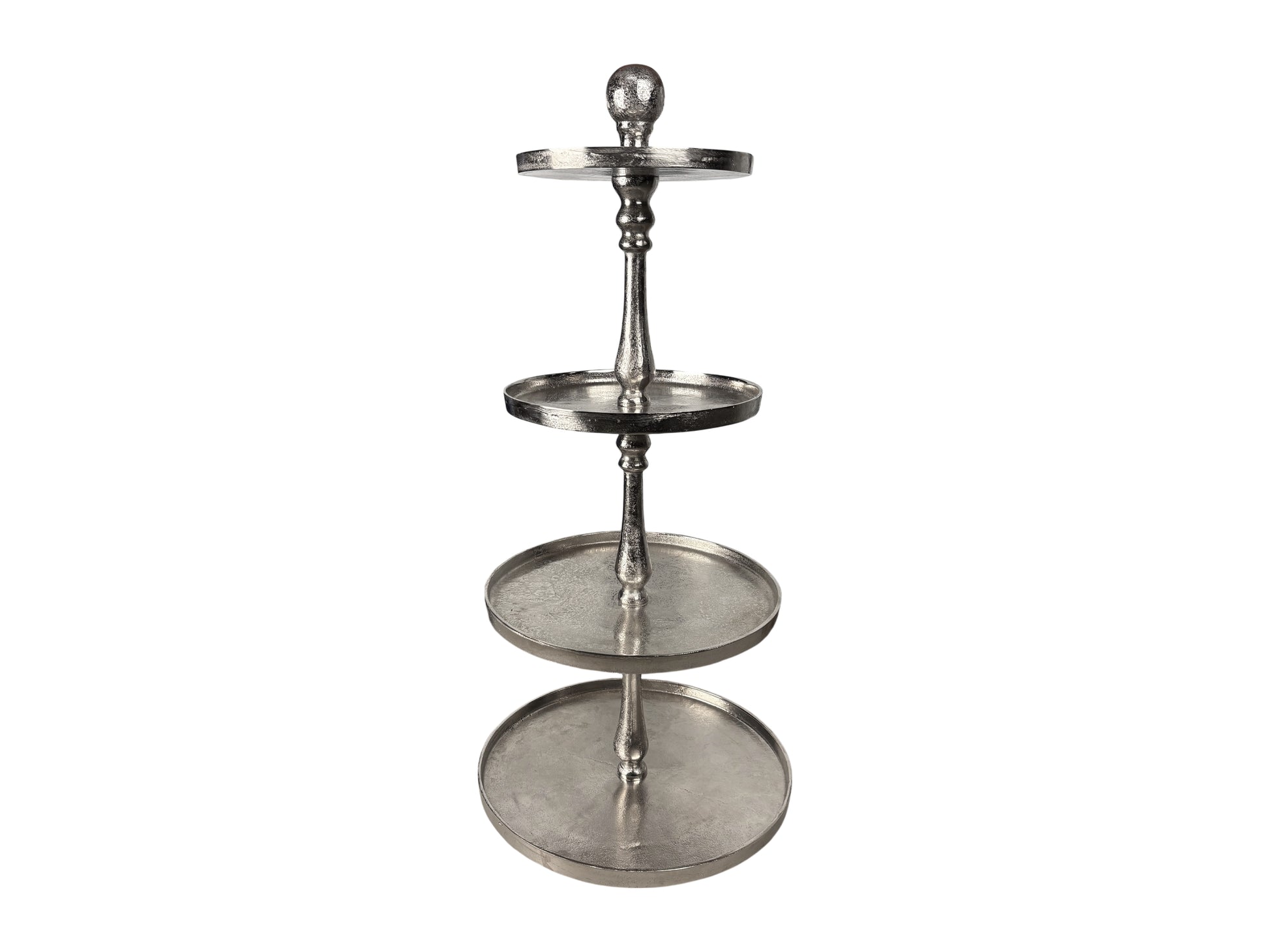 XXL Etagere 4-stöckig Silber, 95 cm hoch – mieten für Buffets, Hochzeiten & Events.