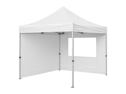 3x3 m Faltpavillon Weiß mit Seitenwänden und Fenstern