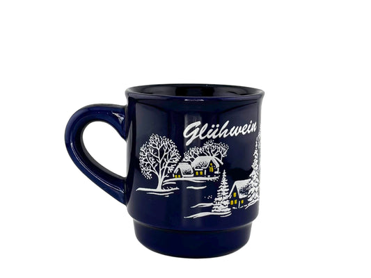 Glühweinbecher 0,2 l in Dunkelblau mit Wintermotiv – ideal für Weihnachtsfeiern & Weihnachtsmärkte