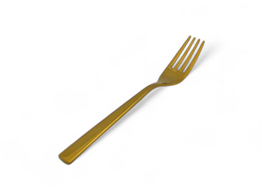 Edle goldene Dessertgabel mit filigranem Design – ideal für Hochzeiten und festliche Anlässe. Perfekte Ergänzung zu unserem goldenen Besteckset.