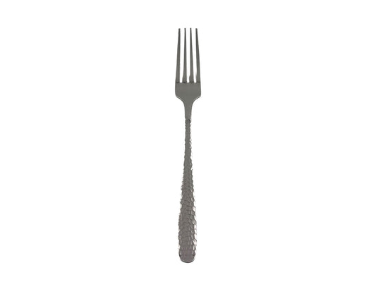 Menügabel Edelstahl mit Hammerschlag-Optik – mieten für Hochzeiten, Galas & elegante Events.