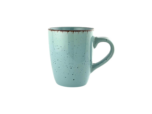 Kaffeebecher Vintage Türkis (400 ml) aus handbemaltem Feinsteinzeug mit Henkel – ideal für Hochzeiten und elegante Events