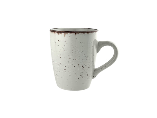 Kaffeebecher Vintage Weiß (400 ml) mit Henkel aus handbemaltem Feinsteinzeug – perfekt für Hochzeiten & stilvolle Events