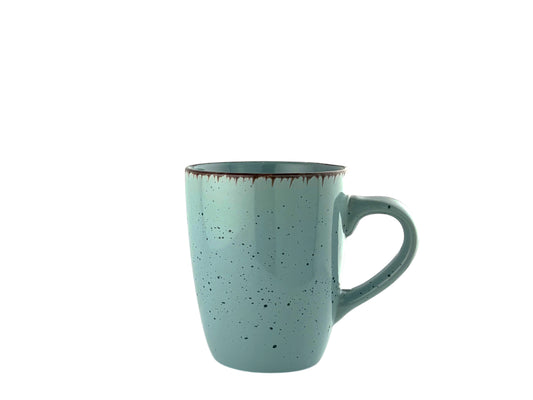 Kaffeebecher Vintage Türkis (400 ml) aus handbemaltem Feinsteinzeug mit Henkel – ideal für Hochzeiten und elegante Events