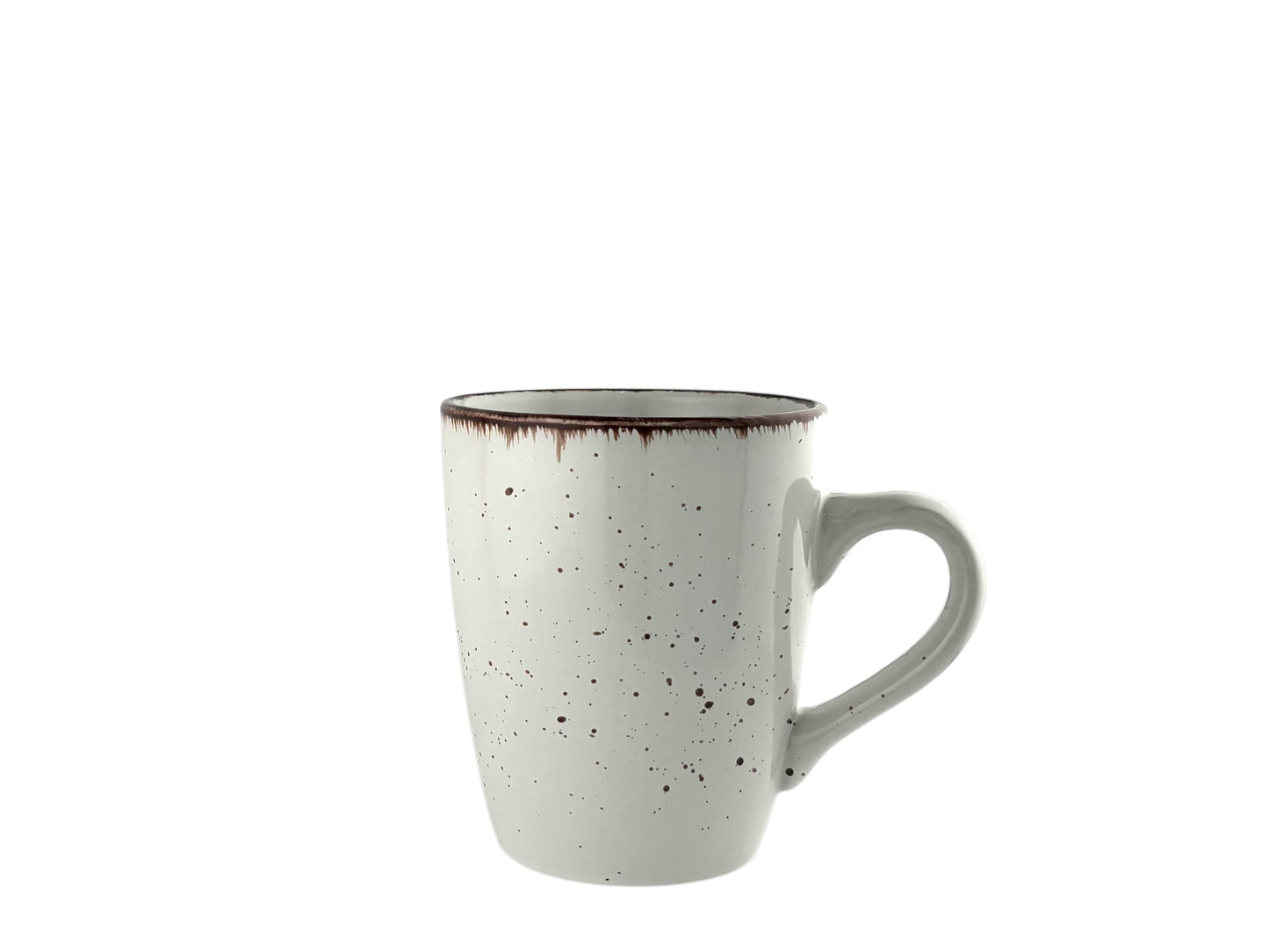 Kaffeebecher Vintage Weiß (400 ml) mit Henkel aus handbemaltem Feinsteinzeug – perfekt für Hochzeiten & stilvolle Events