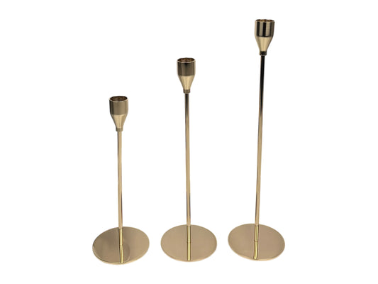 Kerzenhalter 3er Set Gold aus Metall in drei unterschiedlichen Höhen