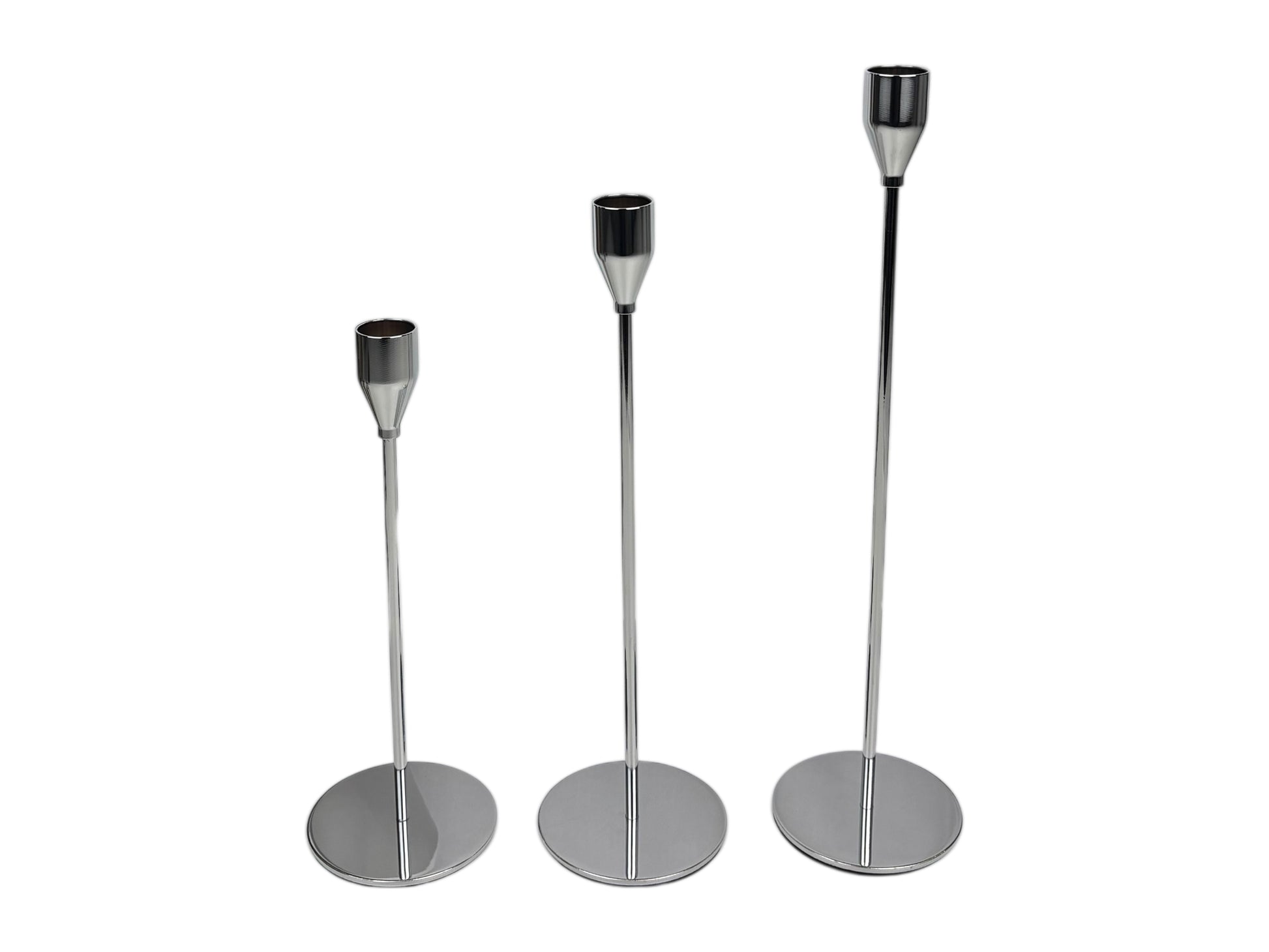 Kerzenhalter 3er Set Silber aus Metall in drei unterschiedlichen Höhen