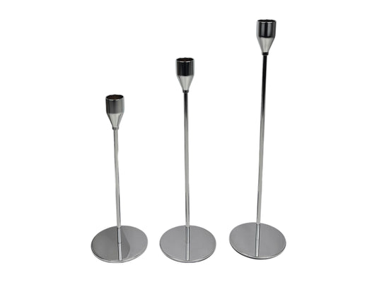 Kerzenhalter 3er Set Silber aus Metall in drei unterschiedlichen Höhen