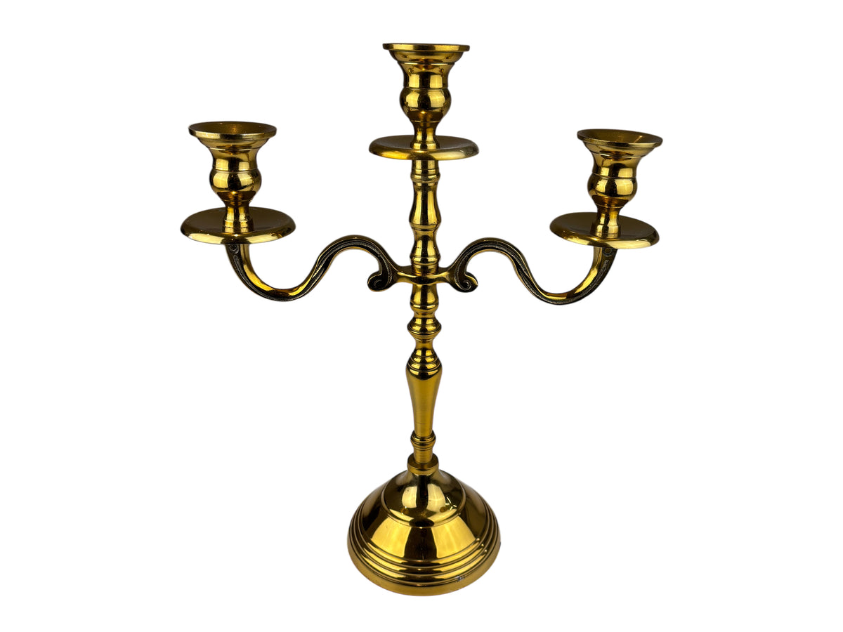 3-armige Kerzenleuchter Gold mieten | 31 cm