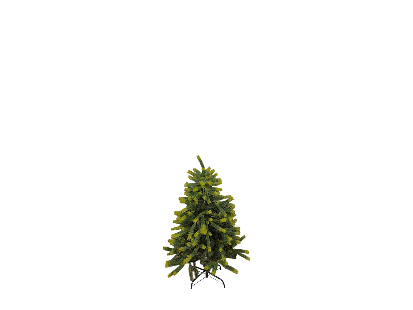 Künstlicher Weihnachtsbaum 120 cm mit Spritzgussnadeln und PVC, optional mit LED-Lichterkette und Kugeln in Rot oder Gold – Eventverleih Schleswig-Holstein