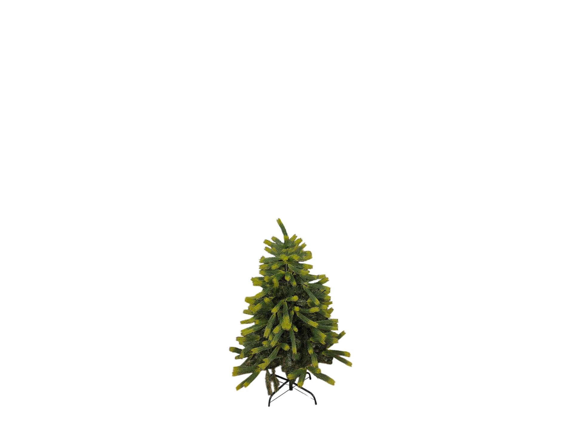 Künstlicher Weihnachtsbaum 120 cm mit Spritzgussnadeln und PVC, optional mit LED-Lichterkette und Kugeln in Rot oder Gold – Eventverleih Schleswig-Holstein