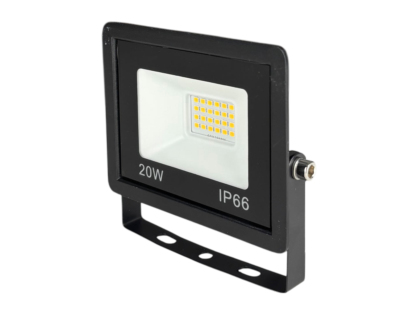 LED-Fluter 20 W warmweiß zur Miete, ideal für kleine Außenbereiche & Schilder, IP65, mit optionaler Super Clamp.
