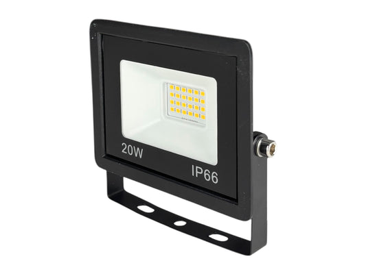 LED-Fluter 20 W warmweiß zur Miete, ideal für kleine Außenbereiche & Schilder, IP65, mit optionaler Super Clamp.