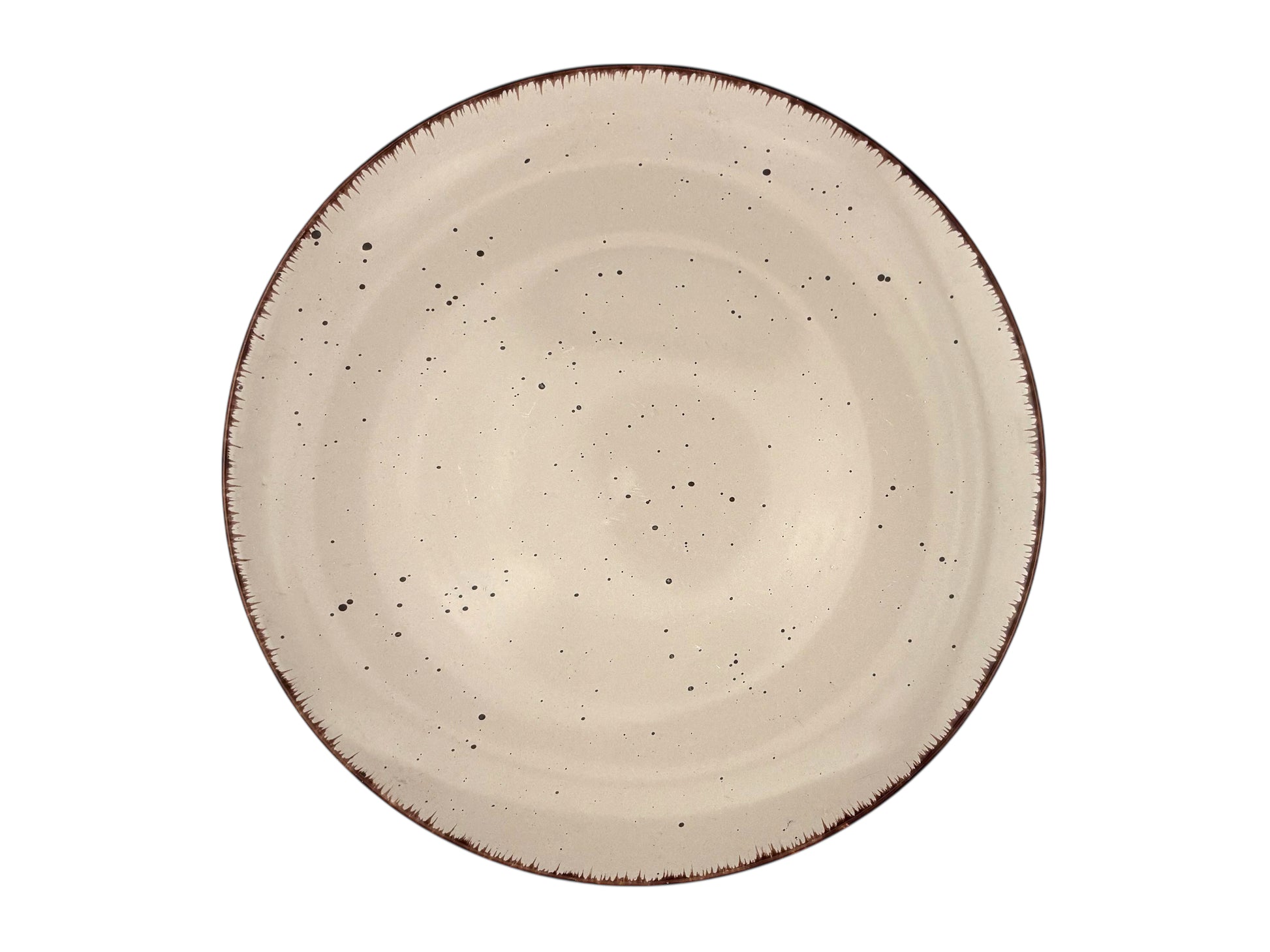 Grauer Menüteller aus handbemaltem Feinsteinzeug mit gesprenkelter Vintage-Optik, 26,5 cm – ideal für Hochzeiten und Galas