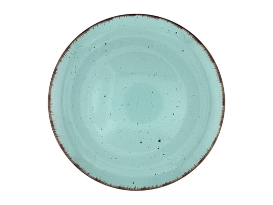 Menüteller Vintage Türkis – 26,5 cm großer, handbemalter Teller aus Feinsteinzeug für Hochzeiten & Galas