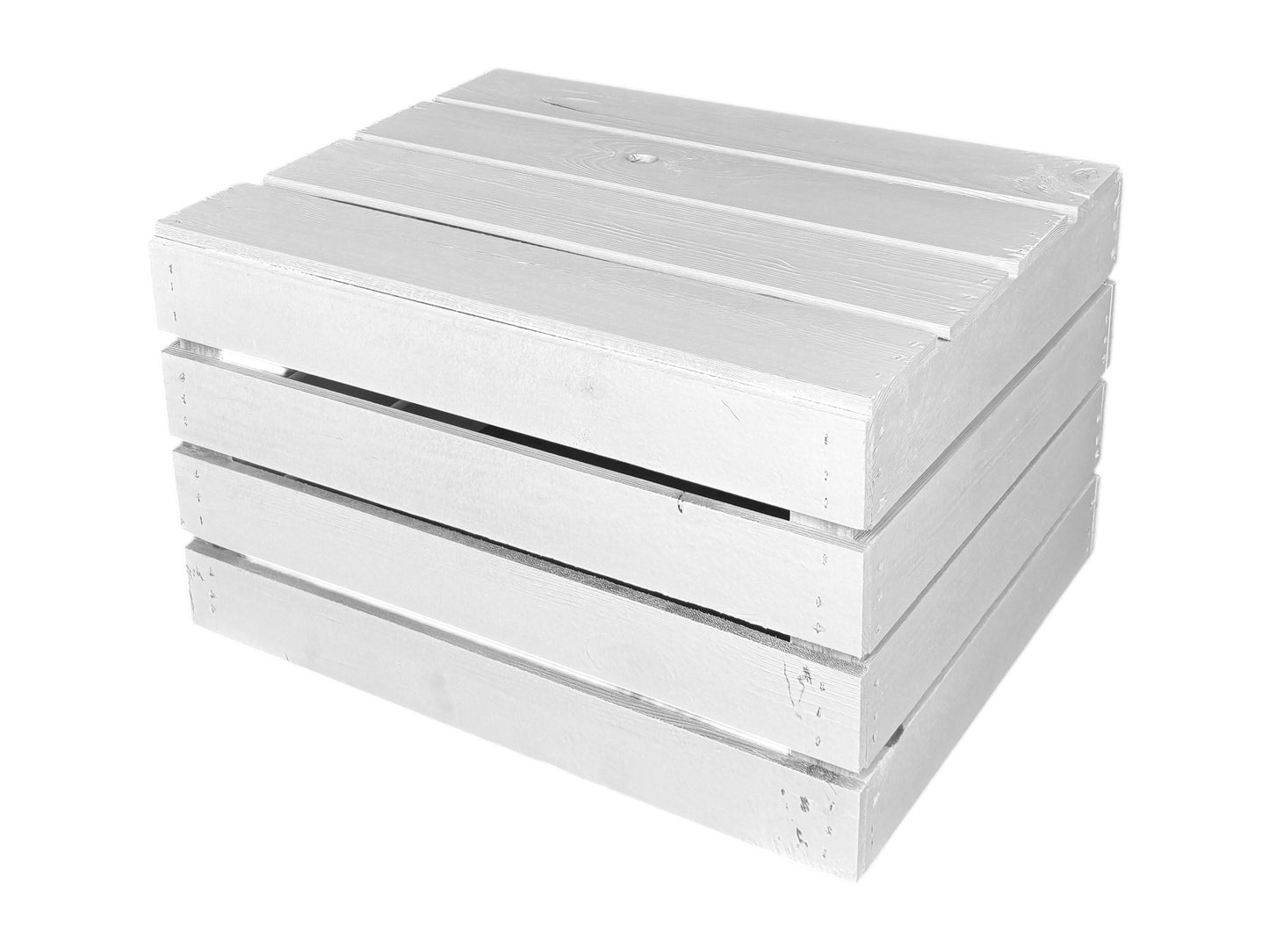 Weißer Obstkisten Lounge Tisch, elegantes Dekoelement für Hochzeit, Event und Lounge