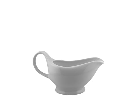 Große weiße Porzellan-Sauciere mit Henkel, 450 ml, ideal für Soßen, Dressings & Buffets bei Events in Schleswig-Holstein.