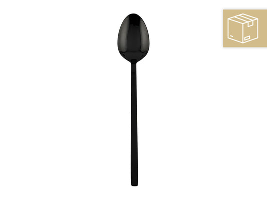 Schwarzer Menülöffel aus Edelstahl – mieten für Hochzeiten, Galas & elegante Events.