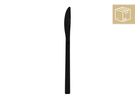 Schwarzes Menümesser aus Edelstahl – mieten für Hochzeiten, Galas & elegante Events.