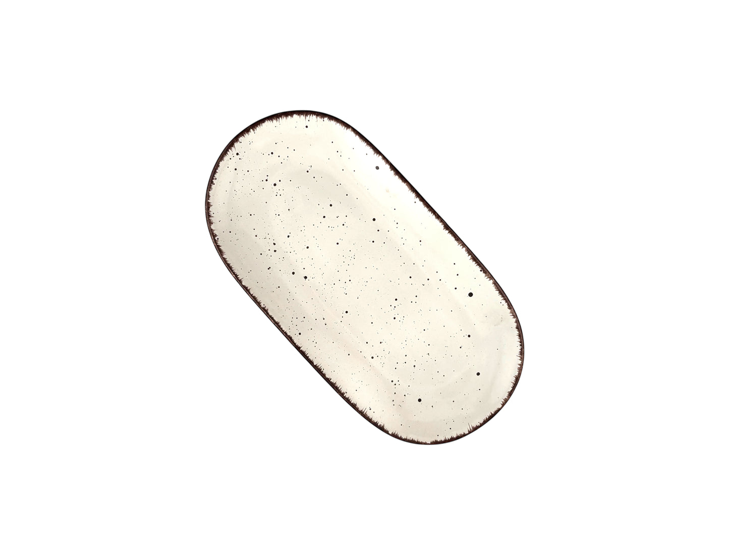 Kleine Servierplatte Vintage Weiß – 25 x 13 cm, handbemalt, ideal für Fingerfood und gehobene Events