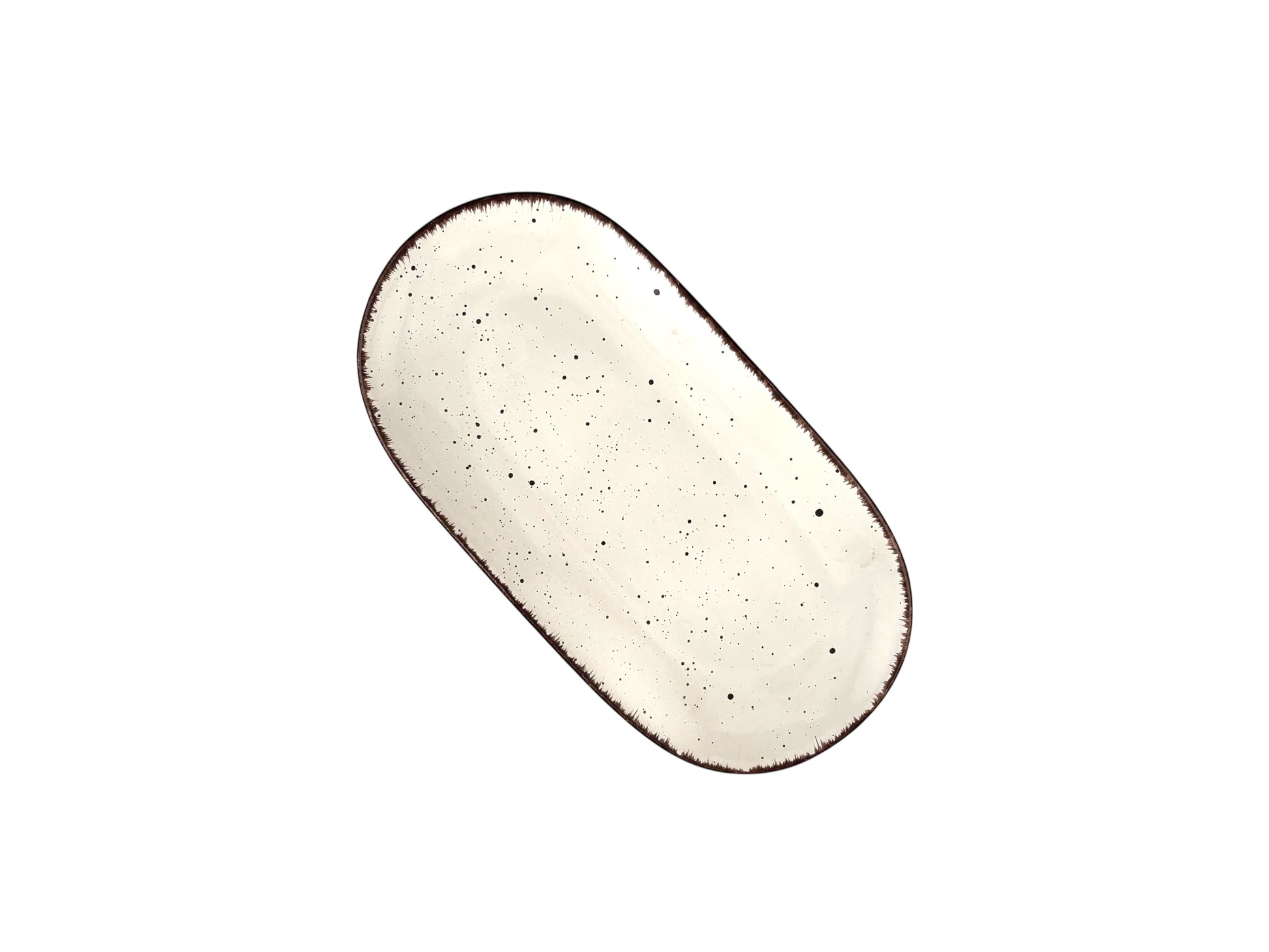 Kleine Servierplatte Vintage Weiß – 25 x 13 cm, handbemalt, ideal für Fingerfood und gehobene Events