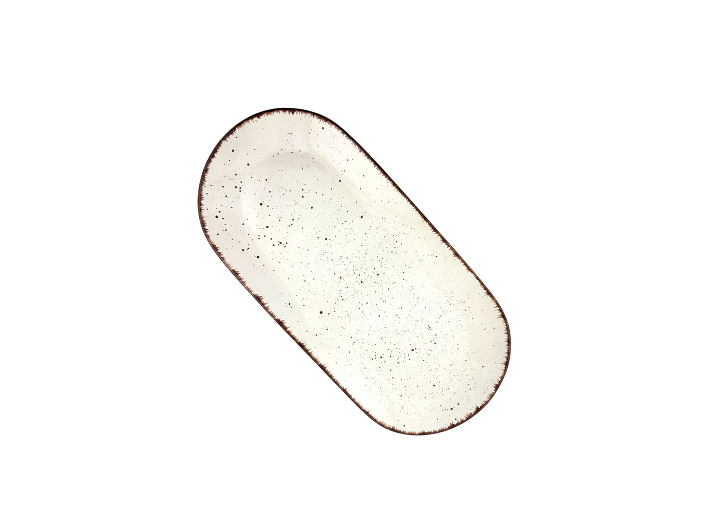Kleine Servierplatte Vintage Weiß – 25 x 13 cm, handbemalt, ideal für Fingerfood und gehobene Events