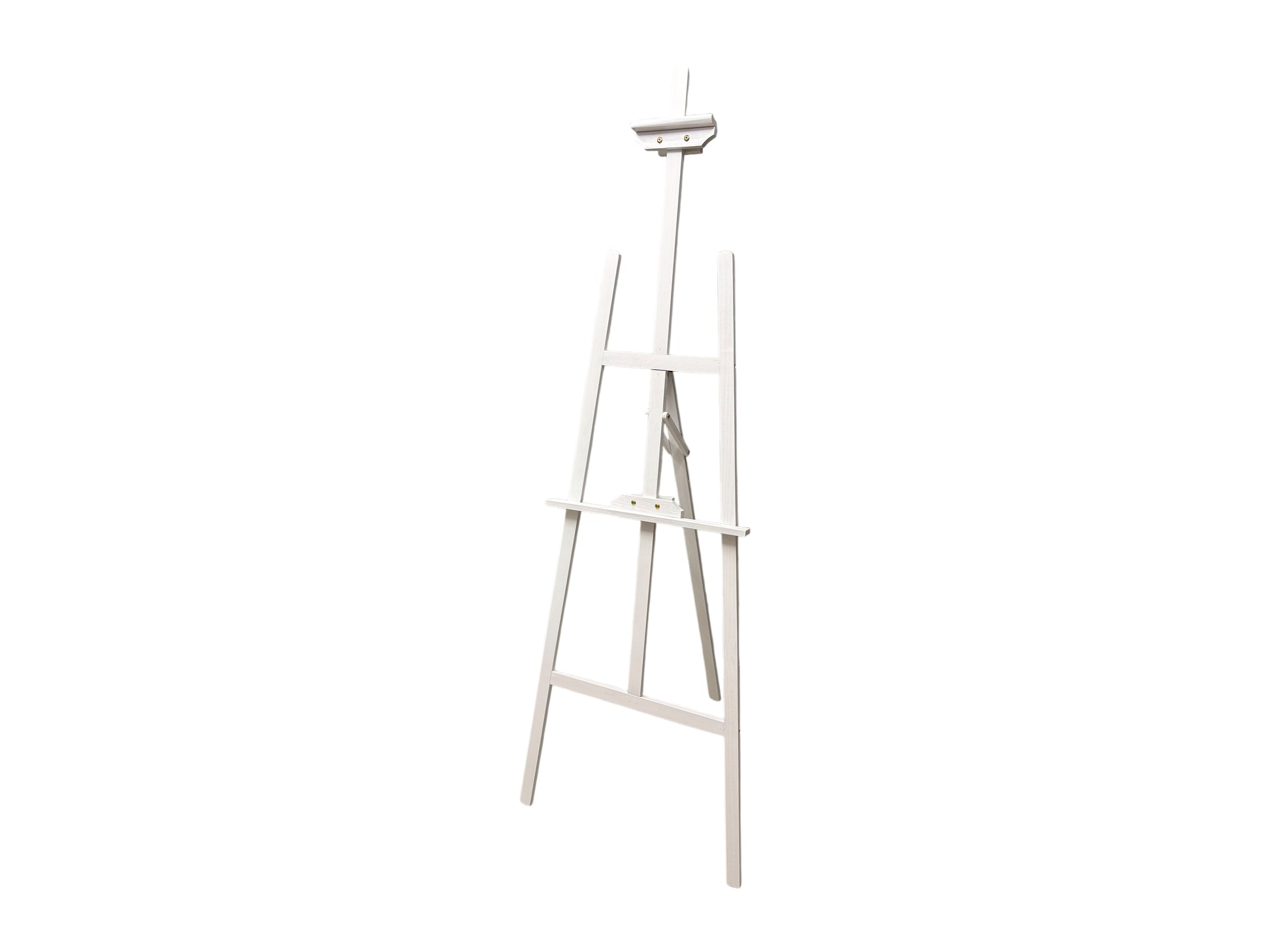 Weiße Staffelei aus lackiertem Kiefernholz (170 cm) mit Ablagefläche für Bilder & Schilder (22–130 cm) – ideal für Hochzeiten & Events.
