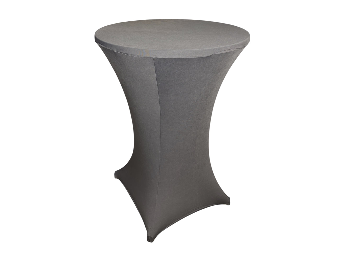 Runde Stehtische Ø 80 cm mit anthrazitfarbenen Stretch-Hussen – modern und stilvoll für Firmenfeiern und Empfänge in Schleswig-Holstein.