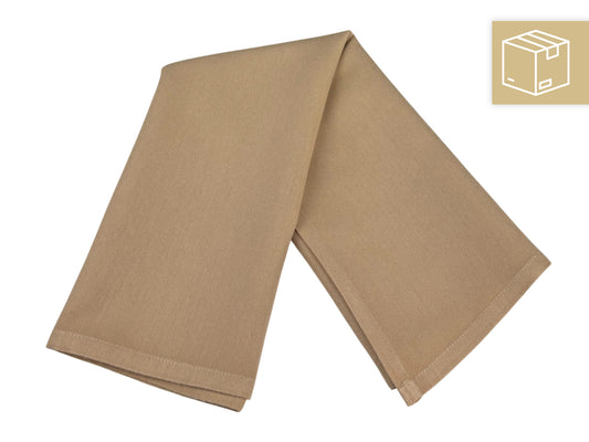 Stoffserviette Hellbraun 50x50 cm, stilvoll gefaltet – mieten für Hochzeiten, Herbstfeste & Events.