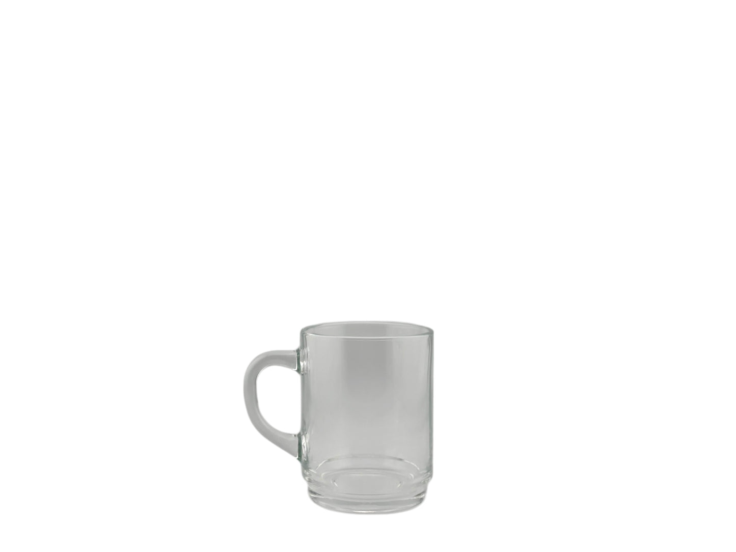 Teeglas aus Klarglas mit Henkel, 200 ml Fassungsvermögen und Eichmaß – perfekt für Tee und heiße Getränke auf Events.