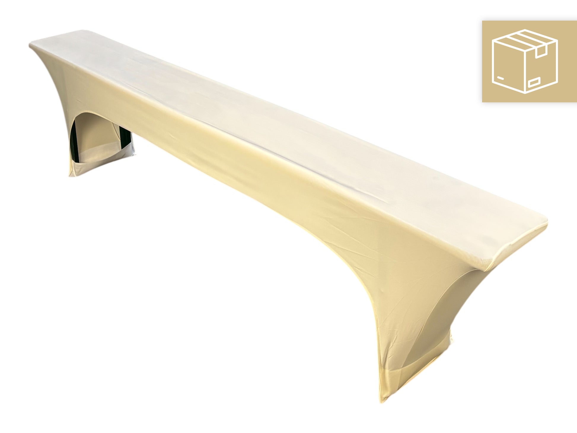 Beige cremefarbene Stretchhusse für Bierzeltbank 220 cm für Events mit deutschlandweitem Versand